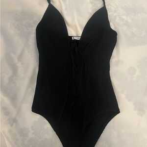 Zara black bodysuit with tie